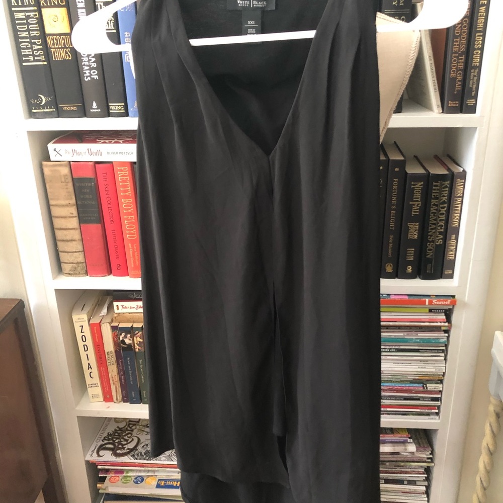 WHBM size xxs black asymmetrical sleeveless blouse